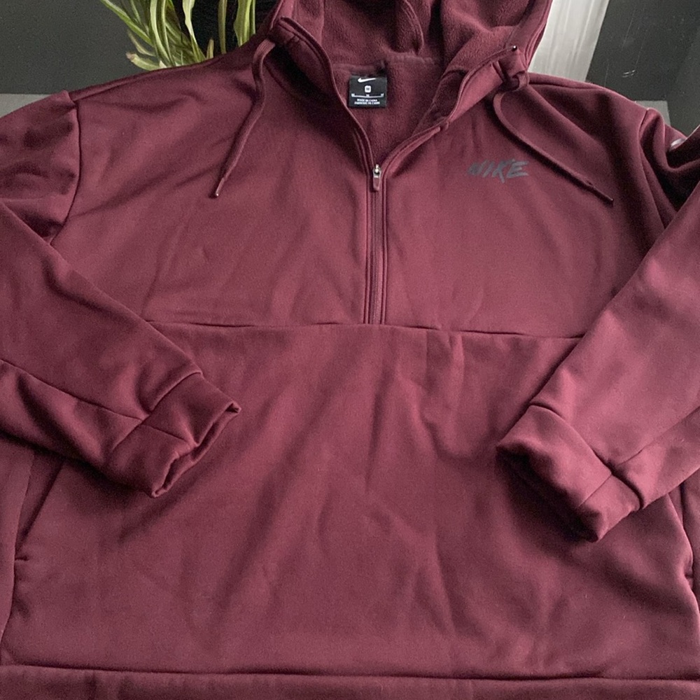Nike Pullover 3/4 Zip Maroon Hoodie, Size Womens Medium